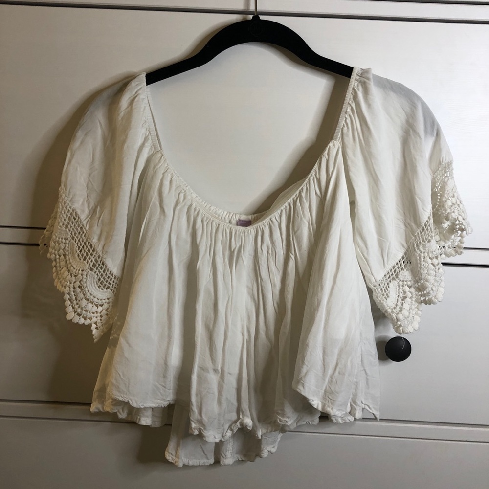 Cream Flowy Crop Top